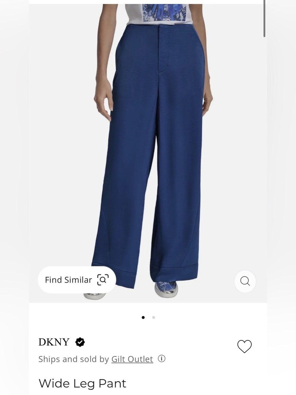DKNY Deep Blue Wide-Leg Pants